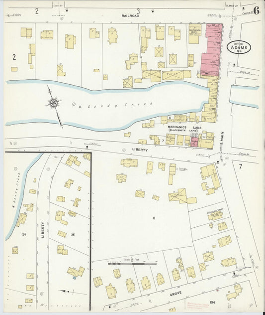 Sanborn Fire Insurance Map from Adams, Jefferson County, New York (1911), Sheet #0006 - Historic Sanborn Fire Insurance Map Print, vintage old map wall art, antique decor, genealogy gift, New York New York map