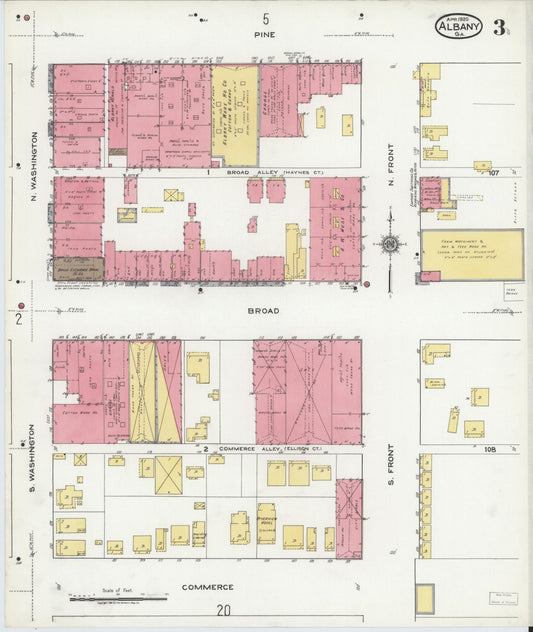 Sanborn Fire Insurance Map from Albany, Dougherty County, Georgia (1920), Sheet #0003 - Historic Sanborn Fire Insurance Map Print, vintage old map wall art, antique decor, genealogy gift, Georgia Georgia map