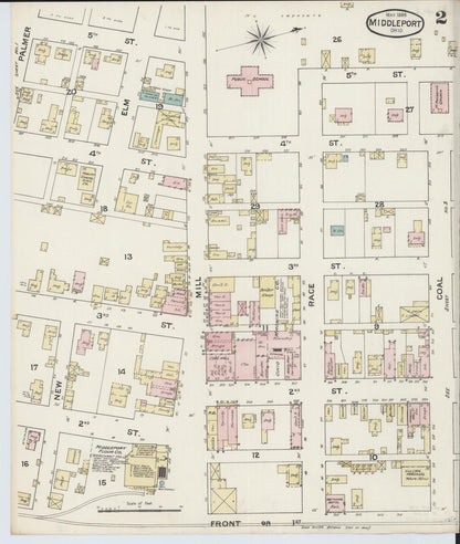 Sanborn Fire Insurance Map from Middleport, Meigs County, Ohio (1888), Sheet #0002 - Complete Map Set gallery image, historic Sanborn map, vintage wall art, Ohio Ohio