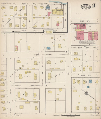 Sanborn Fire Insurance Map from Rochelle, Ogle County, Illinois (1922), Sheet #0011 - Historic Sanborn Fire Insurance Map Print, vintage old map wall art, antique decor, genealogy gift, Illinois Illinois map