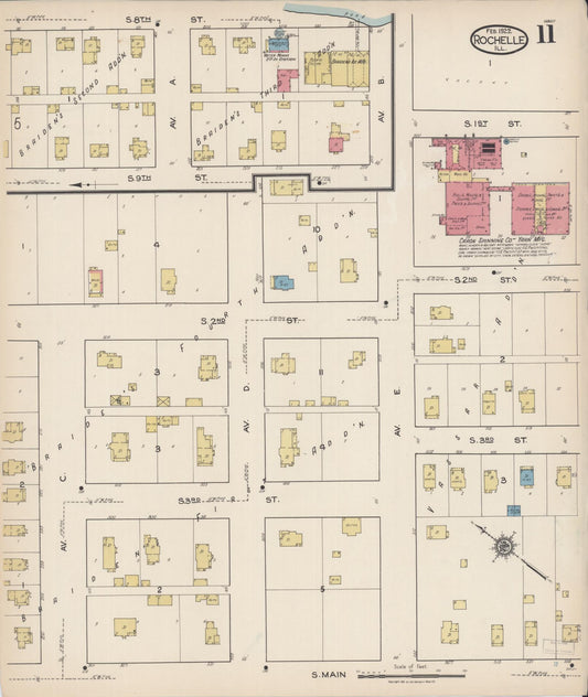 Sanborn Fire Insurance Map from Rochelle, Ogle County, Illinois (1922), Sheet #0011 - Historic Sanborn Fire Insurance Map Print, vintage old map wall art, antique decor, genealogy gift, Illinois Illinois map
