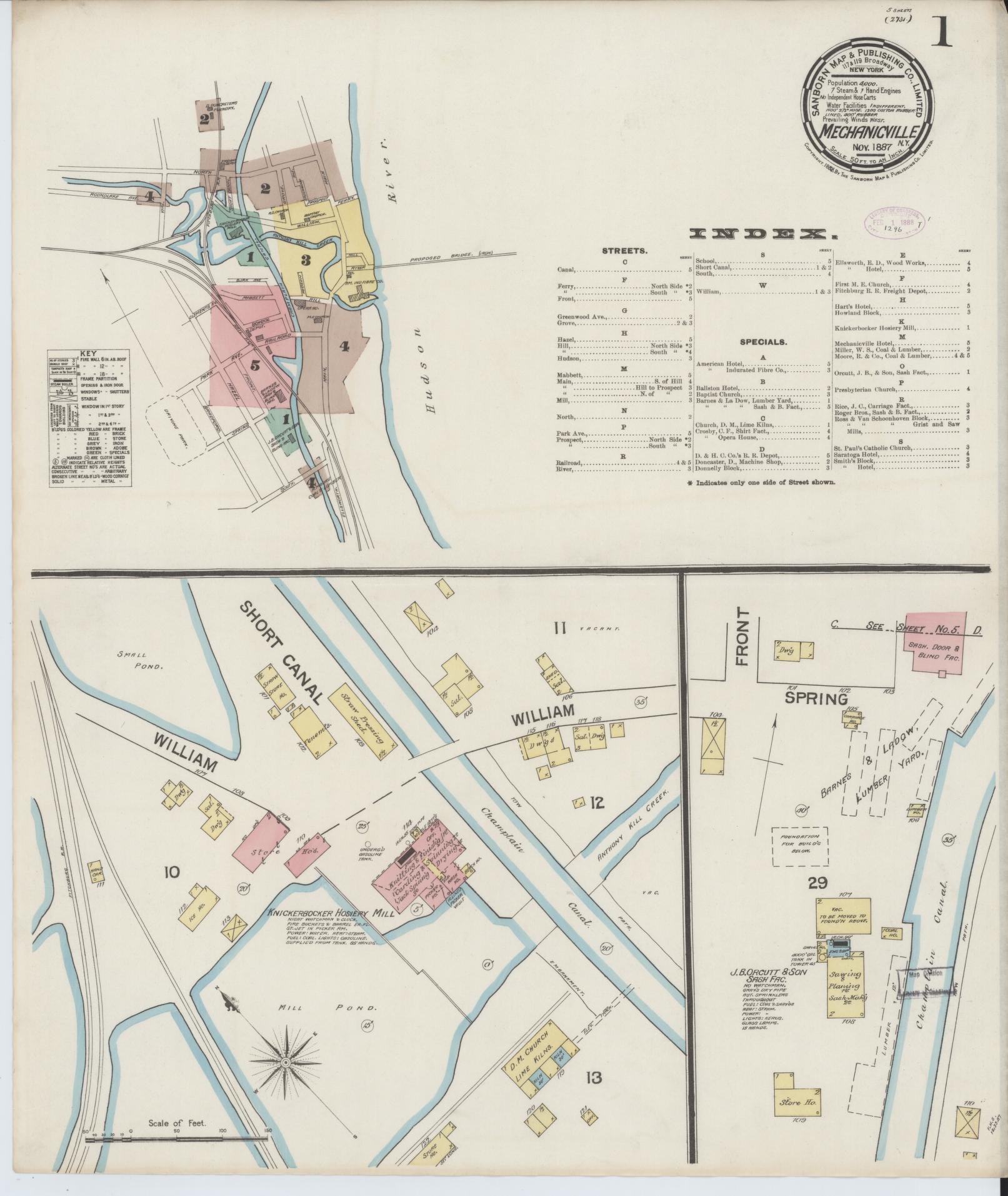 Sanborn Fire Insurance Map from Mechanicville, Saratoga County, New York. (1887) – Historic Sanborn Fire Insurance Map Print