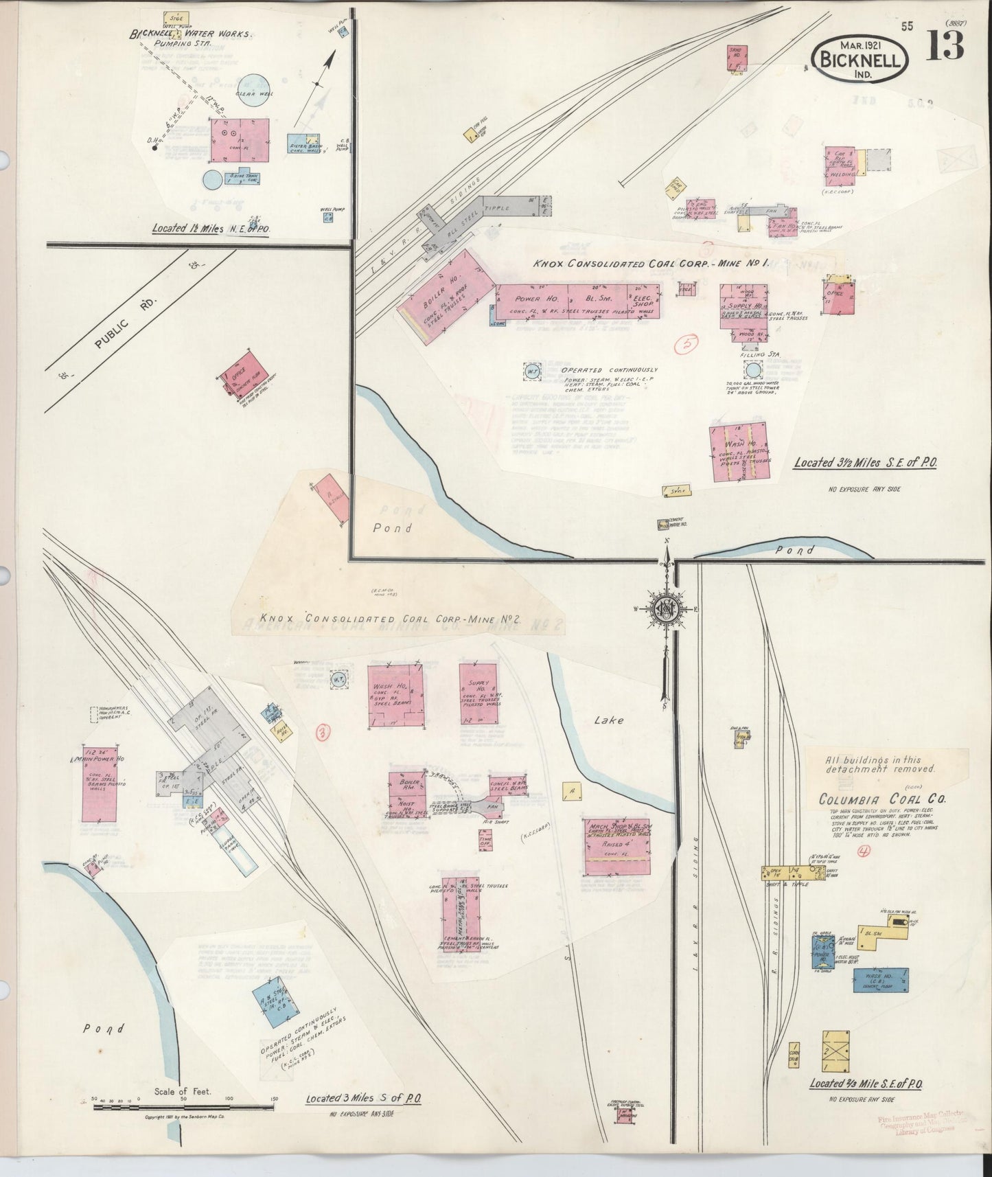Sanborn Fire Insurance Map from Bicknell, Knox County, Indiana (1946), Sheet #0013 - Complete Map Set gallery image, historic Sanborn map, vintage wall art, Indiana Indiana