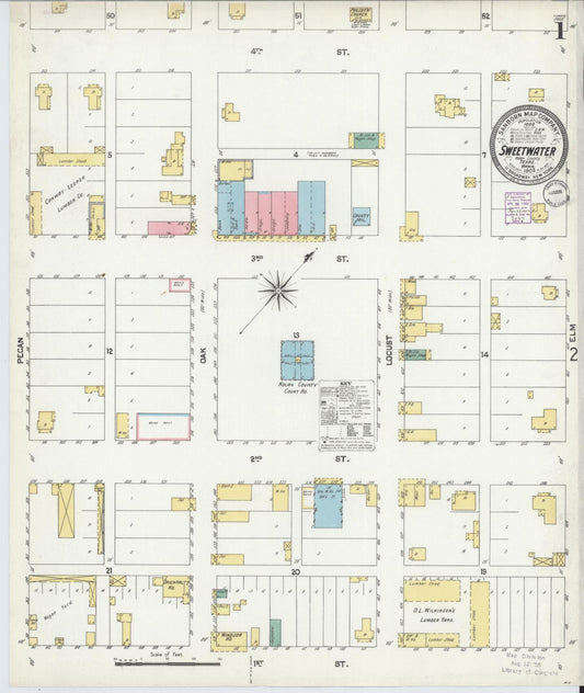 Sanborn Fire Insurance Map from Sweetwater, Nolan County, Texas (1902), Sheet #0001 - Historic Sanborn Fire Insurance Map Print, vintage old map wall art, antique decor, genealogy gift, Texas Texas map