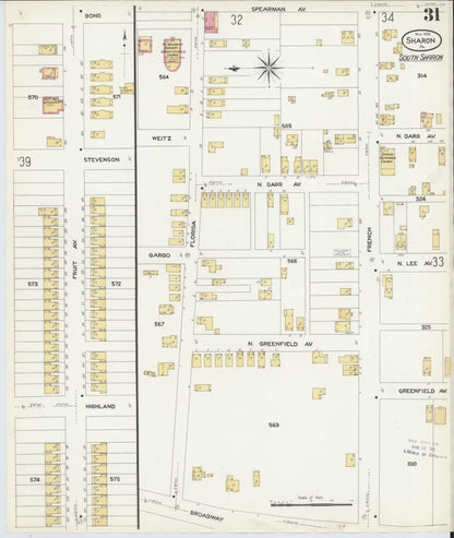 Sanborn Fire Insurance Map from Sharon, Mercer County, Pennsylvania (1908), Sheet #0031 - Complete Map Set gallery image, historic Sanborn map, vintage wall art, Pennsylvania Pennsylvania
