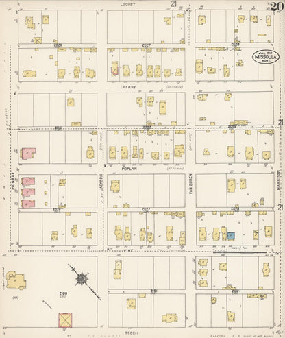 Sanborn Fire Insurance Map from Missoula, Missoula County, Montana (1912), Sheet #0020 - Complete Map Set gallery image, historic Sanborn map, vintage wall art, Montana Montana