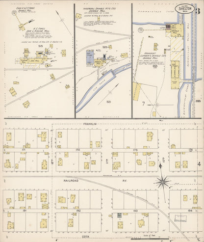 Sanborn Fire Insurance Map from Shelton, Mason County, Washington (1910), Sheet #0003 - Complete Map Set gallery image, historic Sanborn map, vintage wall art, Washington Washington