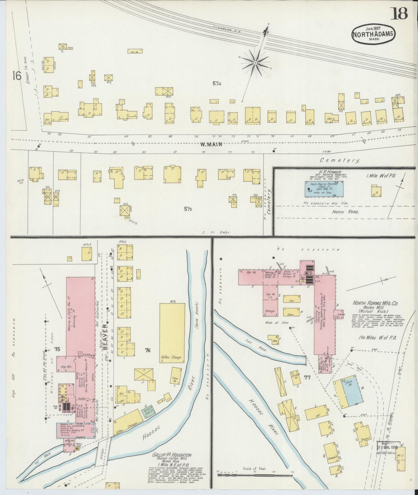Sanborn Fire Insurance Map from North Adams, Berkshire County, Massachusetts (1897), Sheet #0018 - Historic Sanborn Fire Insurance Map Print, vintage old map wall art, antique decor, genealogy gift, Massachusetts Massachusetts map