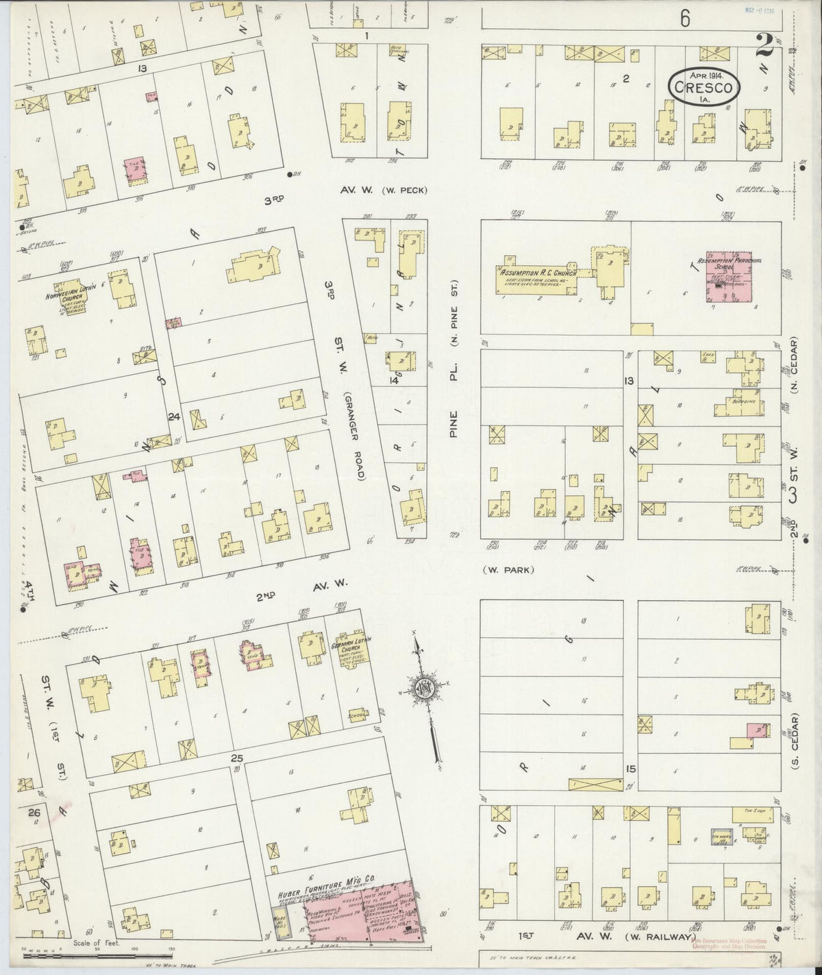 Sanborn Fire Insurance Map from Cresco, Howard County, Iowa (1914), Sheet #0002 - Historic Sanborn Fire Insurance Map Print