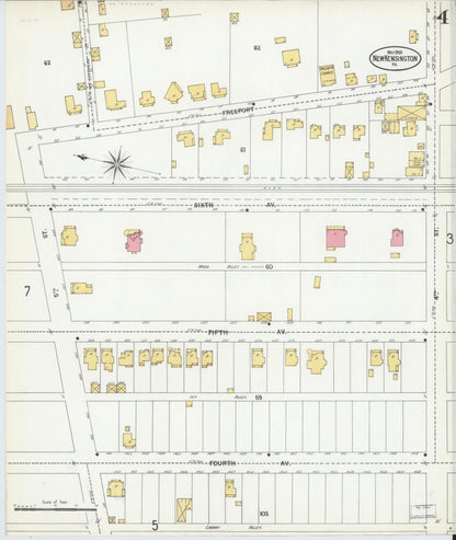 Sanborn Fire Insurance Map from New Kensington, Westmoreland County, Pennsylvania (1900), Sheet #0004 - Historic Sanborn Fire Insurance Map Print, vintage old map wall art, antique decor, genealogy gift, Pennsylvania Pennsylvania map