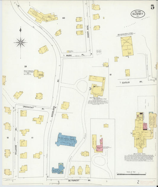 Sanborn Fire Insurance Map from Summit, Union County, New Jersey (1903), Sheet #0005 - Historic Sanborn Fire Insurance Map Print, vintage old map wall art, antique decor, genealogy gift, New Jersey New Jersey map