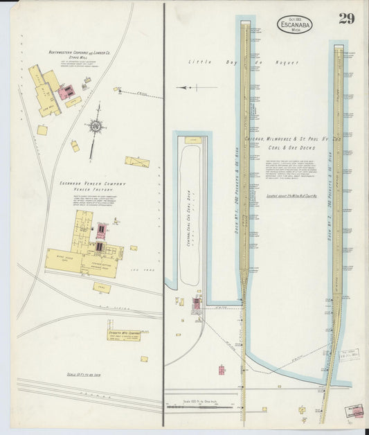 Sanborn Fire Insurance Map from Escanaba, Delta County, Michigan (1913), Sheet #0029 - Historic Sanborn Fire Insurance Map Print, vintage old map wall art, antique decor, genealogy gift, Michigan Michigan map