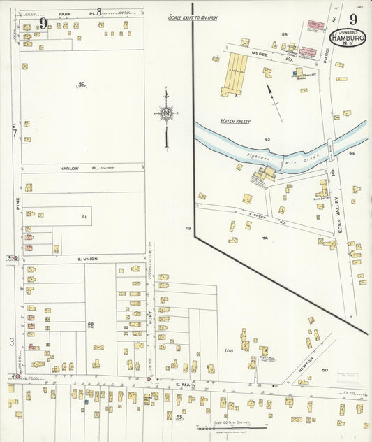 Sanborn Fire Insurance Map from Hamburg, Erie County, New York (1923), Sheet #0009 - Historic Sanborn Fire Insurance Map Print, vintage old map wall art, antique decor, genealogy gift, New York New York map