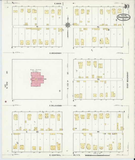 Sanborn Fire Insurance Map from Anadarko, Caddo County, Oklahoma (1916), Sheet #0010 - Historic Sanborn Fire Insurance Map Print, vintage old map wall art, antique decor, genealogy gift, Oklahoma Oklahoma map