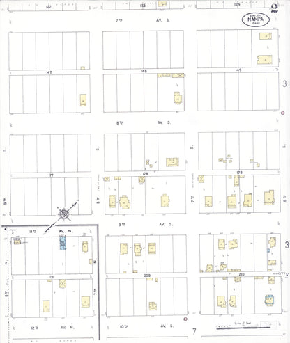 Sanborn Fire Insurance Map from Nampa, Canyon County, Idaho (1911), Sheet #0002 - Complete Map Set gallery image, historic Sanborn map, vintage wall art, Idaho Idaho
