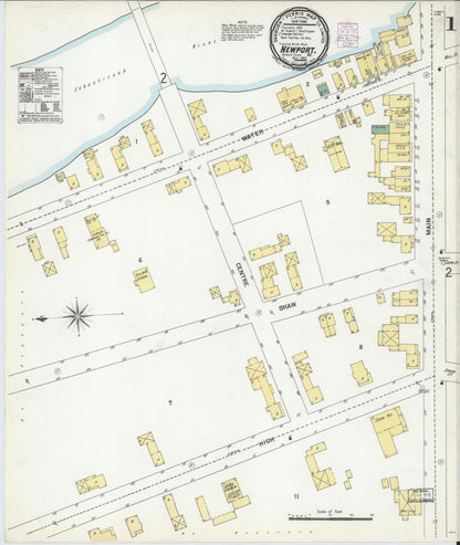 Sanborn Fire Insurance Map from Newport, Penobscot County, Maine (1901), Sheet #0001 - Complete Map Set gallery image, historic Sanborn map, vintage wall art, Maine Maine