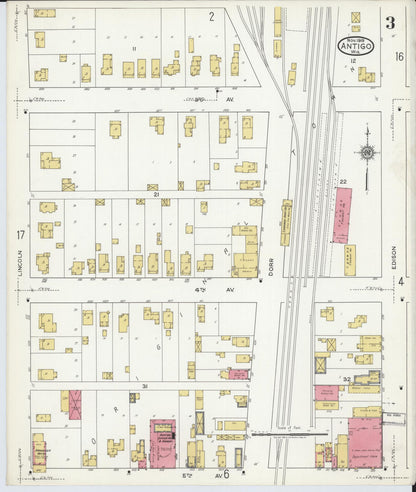 Sanborn Fire Insurance Map from Antigo, Langlade County, Wisconsin (1919), Sheet #0003 - Complete Map Set gallery image, historic Sanborn map, vintage wall art, Wisconsin Wisconsin