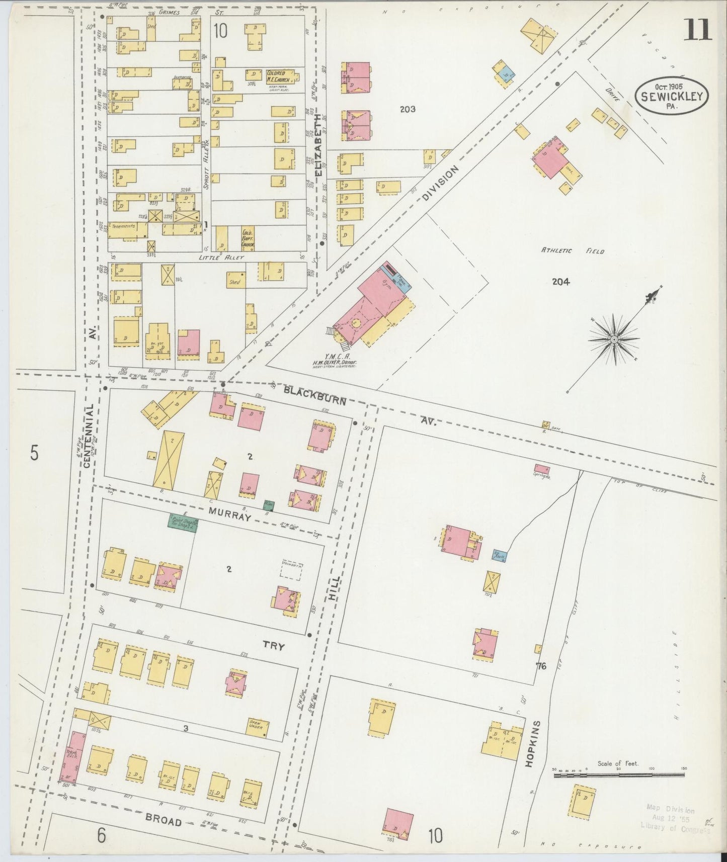 Sanborn Fire Insurance Map from Sewickley, Allegheny County, Pennsylvania (1905), Sheet #0011 - Complete Map Set gallery image, historic Sanborn map, vintage wall art, Pennsylvania Pennsylvania