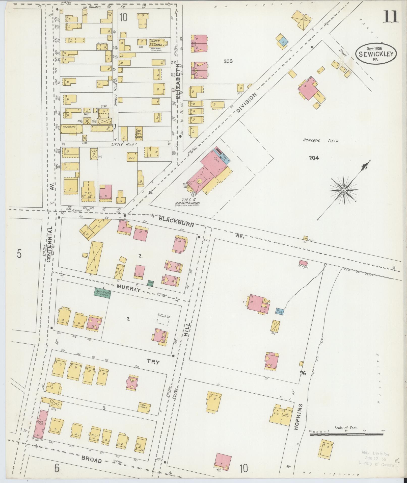 Sanborn Fire Insurance Map from Sewickley, Allegheny County, Pennsylvania (1905), Sheet #0011 - Complete Map Set gallery image, historic Sanborn map, vintage wall art, Pennsylvania Pennsylvania