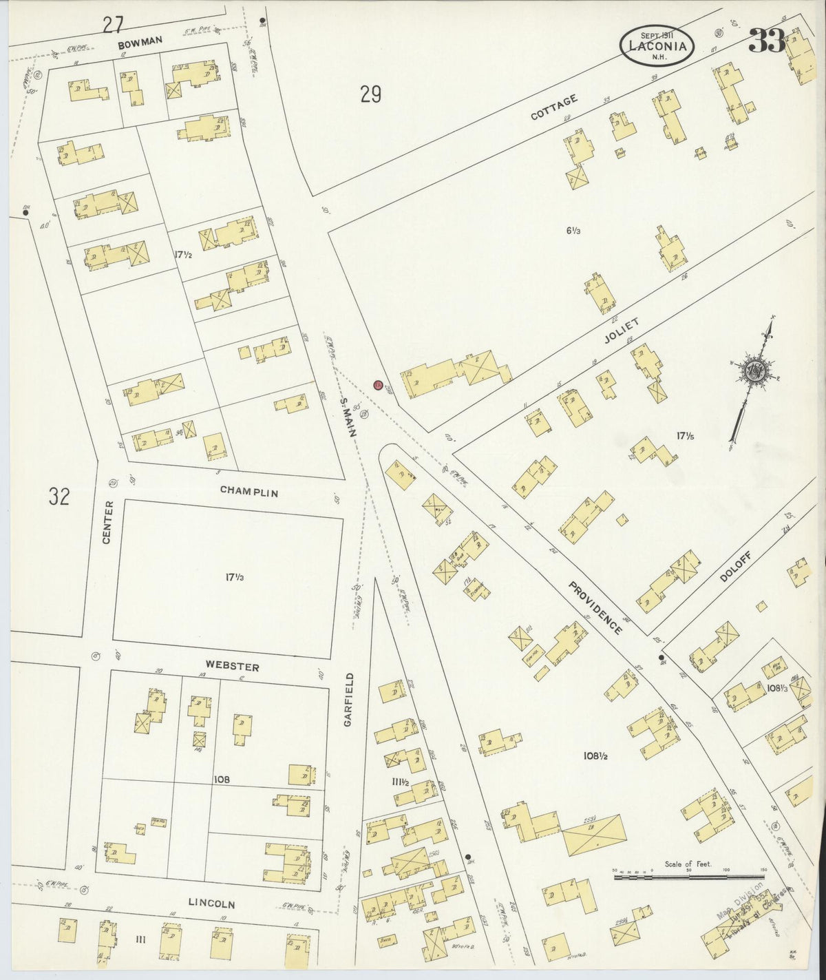 Sanborn Fire Insurance Map from Laconia, Belknap County, New Hampshire (1911), Sheet #0033 - Complete Map Set gallery image, historic Sanborn map, vintage wall art, New Hampshire New Hampshire