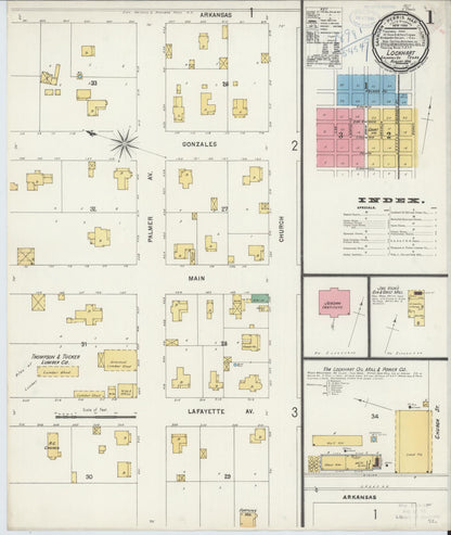 Sanborn Fire Insurance Map from Lockhart, Caldwell County, Texas (1898), Sheet #0001 - Historic Sanborn Fire Insurance Map Print, vintage old map wall art, antique decor, genealogy gift, Texas Texas map