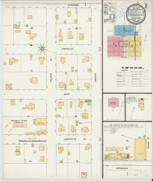 Sanborn Fire Insurance Map from Lockhart, Caldwell County, Texas (1898), Sheet #0001 - Historic Sanborn Fire Insurance Map Print, vintage old map wall art, antique decor, genealogy gift, Texas Texas map