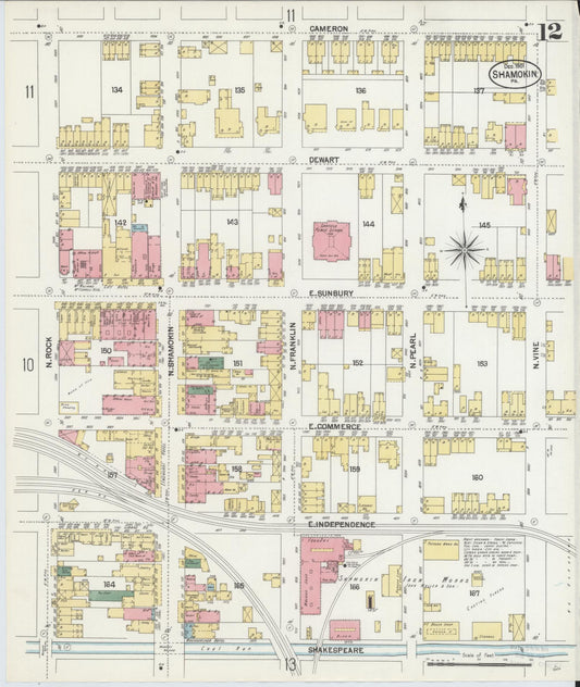 Sanborn Fire Insurance Map from Shamokin, Northumberland County, Pennsylvania (1901), Sheet #0012 - Historic Sanborn Fire Insurance Map Print, vintage old map wall art, antique decor, genealogy gift, Pennsylvania Pennsylvania map