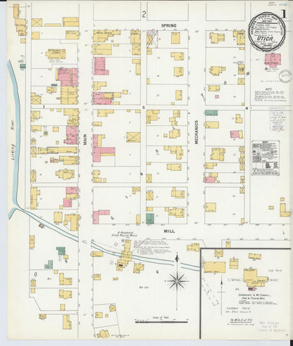 Sanborn Fire Insurance Map from Utica, Licking County, Ohio (1900), Sheet #0001 - Complete Map Set gallery image, historic Sanborn map, vintage wall art, Ohio Ohio