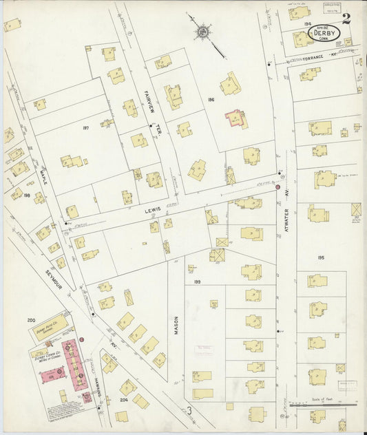 Sanborn Fire Insurance Map from Derby, New Haven County, Connecticut (1912), Sheet #0002 - Historic Sanborn Fire Insurance Map Print, vintage old map wall art, antique decor, genealogy gift, Connecticut Connecticut map