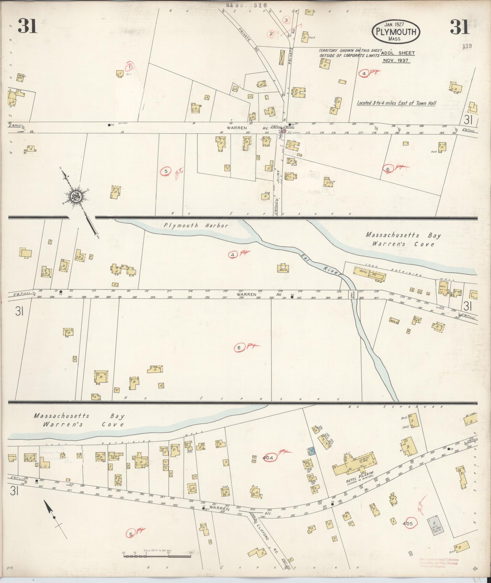 Sanborn Fire Insurance Map from Plymouth, Plymouth County, Massachusetts (1948), Sheet #0031 - Complete Map Set gallery image, historic Sanborn map, vintage wall art, Massachusetts Massachusetts