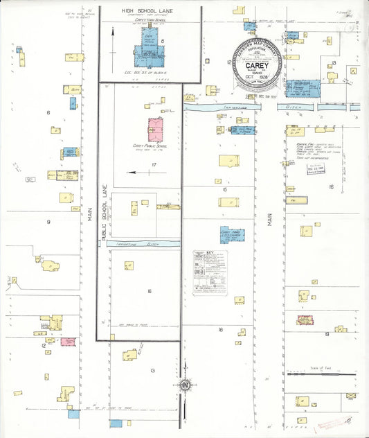 Sanborn Fire Insurance Map from Carey, Blaine County, Idaho (1928), Sheet #0001 - Historic Sanborn Fire Insurance Map Print, vintage old map wall art, antique decor, genealogy gift, Idaho Idaho map