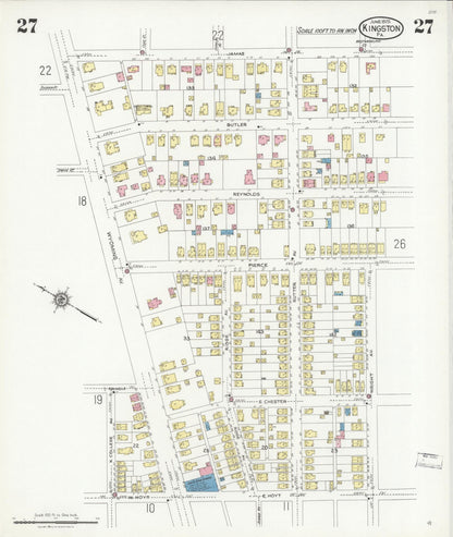 Sanborn Fire Insurance Map from Kingston, Luzerne County, Pennsylvania (1925), Sheet #0027 - Historic Sanborn Fire Insurance Map Print, vintage old map wall art, antique decor, genealogy gift, Pennsylvania Pennsylvania map