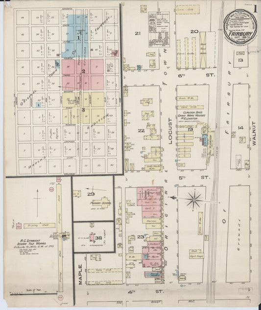 Sanborn Fire Insurance Map from Fairbury, Livingston County, Illinois (1885), Sheet #0001 - Historic Sanborn Fire Insurance Map Print, vintage old map wall art, antique decor, genealogy gift, Illinois Illinois map