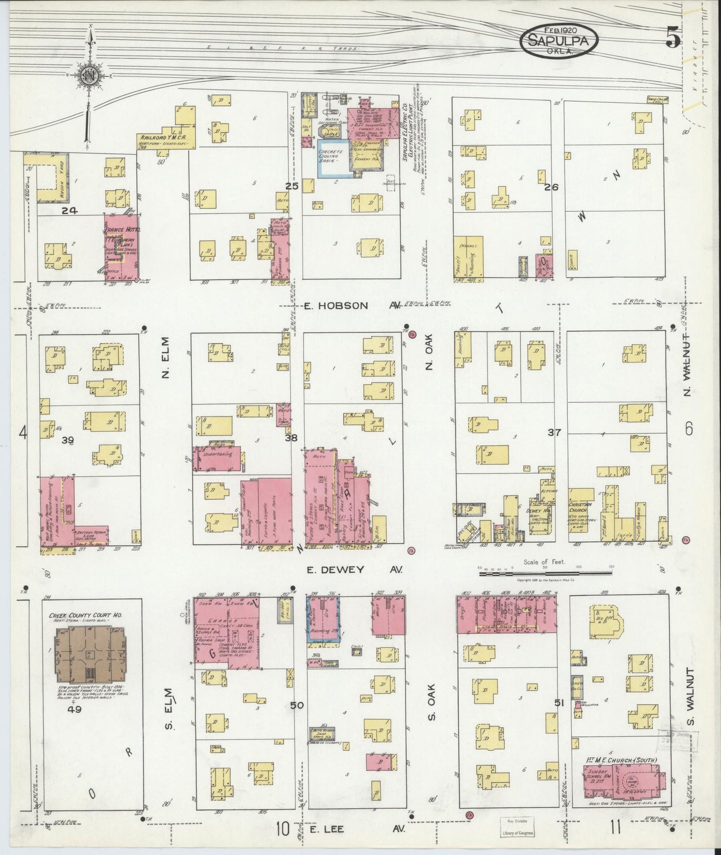 Sanborn Fire Insurance Map from Sapulpa, Creek County, Oklahoma (1920), Sheet #0005 - Complete Map Set gallery image, historic Sanborn map, vintage wall art, Oklahoma Oklahoma