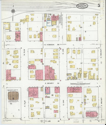 Sanborn Fire Insurance Map from Sapulpa, Creek County, Oklahoma (1920), Sheet #0005 - Complete Map Set gallery image, historic Sanborn map, vintage wall art, Oklahoma Oklahoma