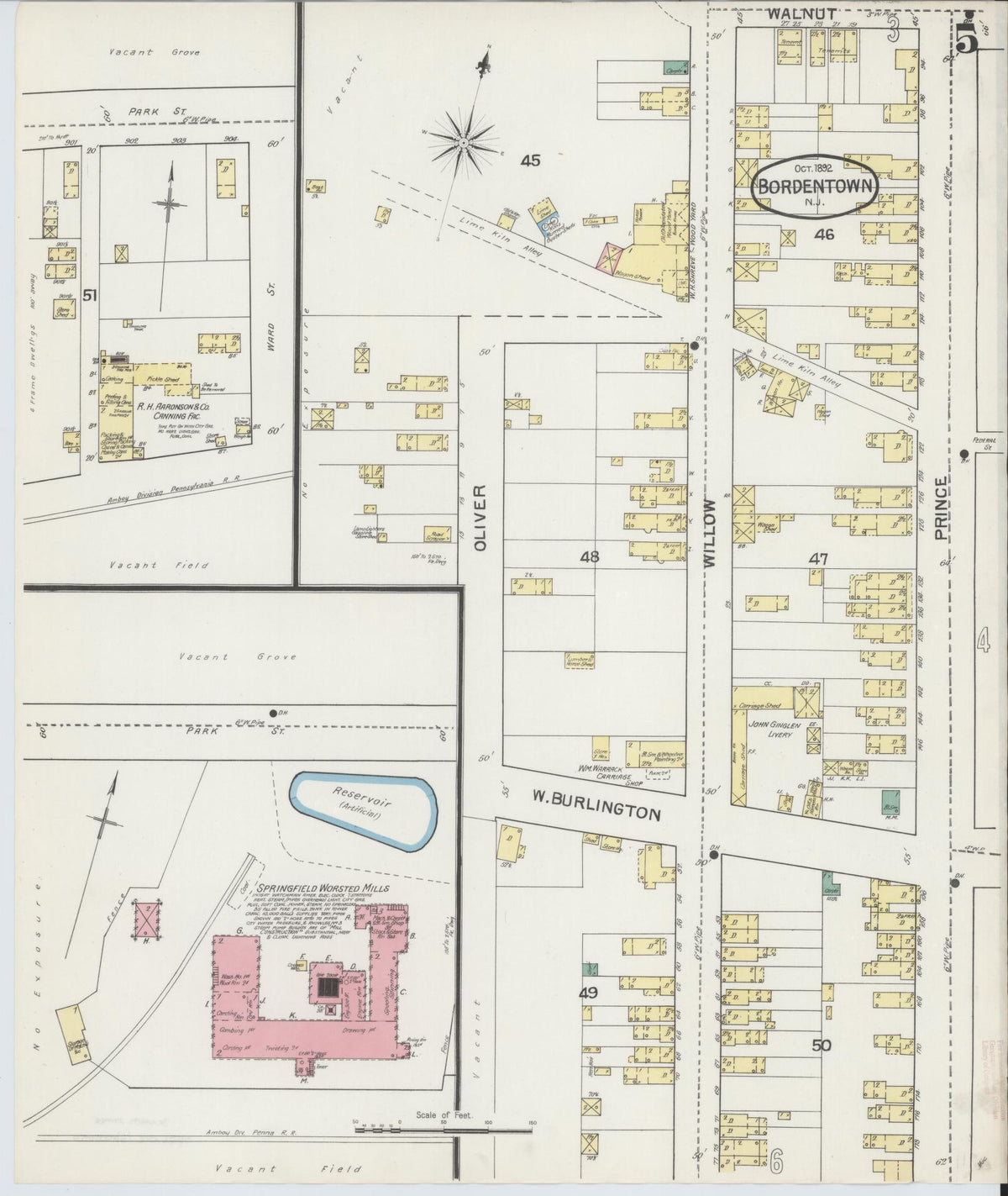 Sanborn Fire Insurance Map from Bordentown, Burlington County, New Jersey (1892), Sheet #0005 - Complete Map Set gallery image, historic Sanborn map, vintage wall art, New Jersey New Jersey