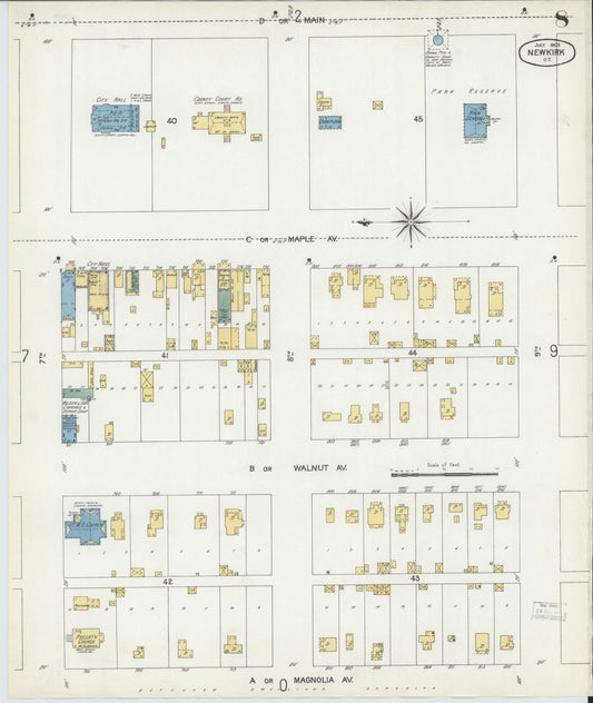 Sanborn Fire Insurance Map from Newkirk, Kay County, Oklahoma (1903), Sheet #0008 - Historic Sanborn Fire Insurance Map Print, vintage old map wall art, antique decor, genealogy gift, Oklahoma Oklahoma map