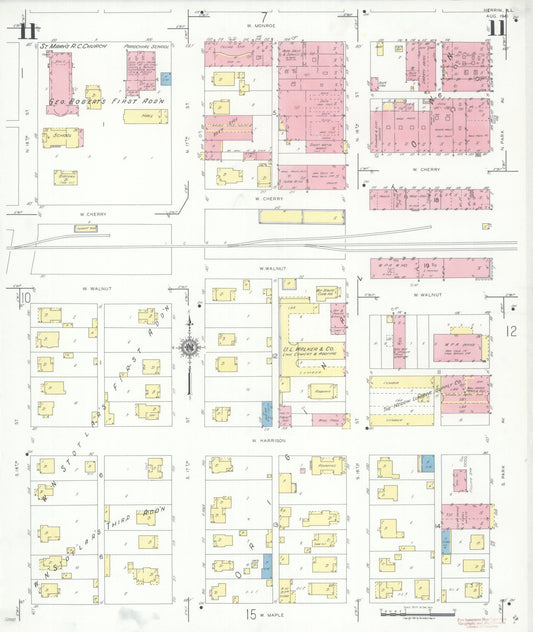 Sanborn Fire Insurance Map from Herrin, Williamson County, Illinois (1941), Sheet #0011 - Historic Sanborn Fire Insurance Map Print, vintage old map wall art, antique decor, genealogy gift, Illinois Illinois map