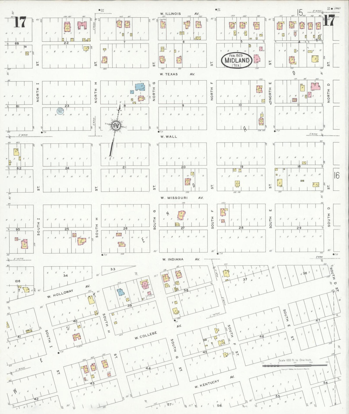 Sanborn Fire Insurance Map from Midland, Midland County, Texas (1929), Sheet #0017 - Complete Map Set gallery image, historic Sanborn map, vintage wall art, Texas Texas