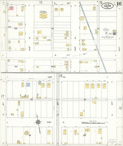 Sanborn Fire Insurance Map from Colton, San Bernardino County, California (1911), Sheet #0016 - Complete Map Set gallery image, historic Sanborn map, vintage wall art, California California