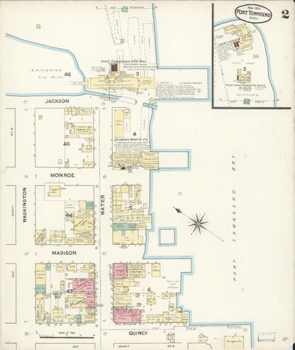 Sanborn Fire Insurance Map from Port Townsend, Jefferson County, Washington (1891), Sheet #0002 - Complete Map Set gallery image, historic Sanborn map, vintage wall art, Washington Washington