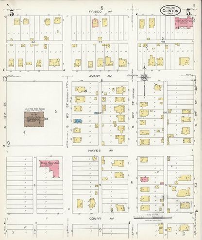 Sanborn Fire Insurance Map from Clinton, Custer County, Oklahoma (1926), Sheet #0005 - Complete Map Set gallery image, historic Sanborn map, vintage wall art, Oklahoma Oklahoma