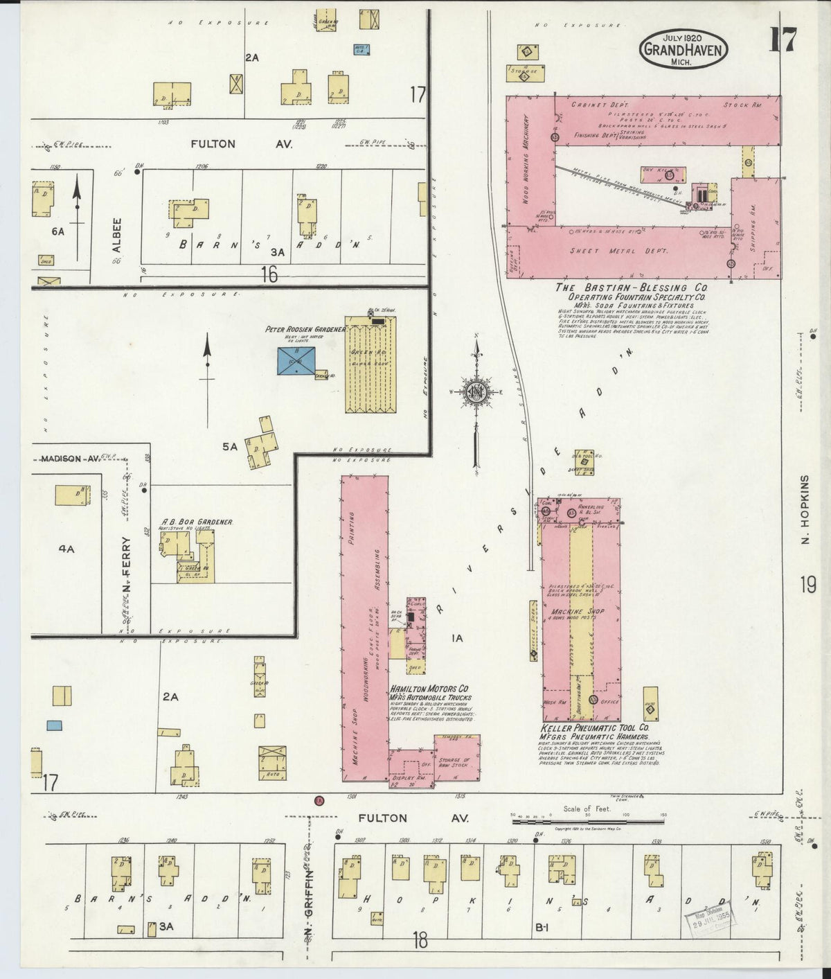 Sanborn Fire Insurance Map from Grand Haven, Ottawa County, Michigan (1920), Sheet #0017 - Complete Map Set gallery image, historic Sanborn map, vintage wall art, Michigan Michigan