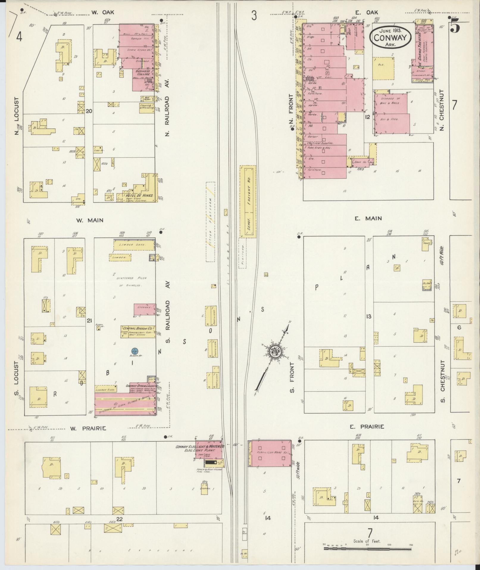 Sanborn Fire Insurance Map from Conway, Faulkner County, Arkansas (1913), Sheet #0005 - Complete Map Set gallery image, historic Sanborn map, vintage wall art, Arkansas Arkansas