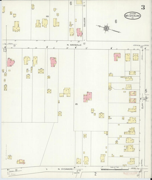 Sanborn Fire Insurance Map from Mount Sterling, Montgomery County, Kentucky (1914), Sheet #0003 - Historic Sanborn Fire Insurance Map Print, vintage old map wall art, antique decor, genealogy gift, Kentucky Kentucky map