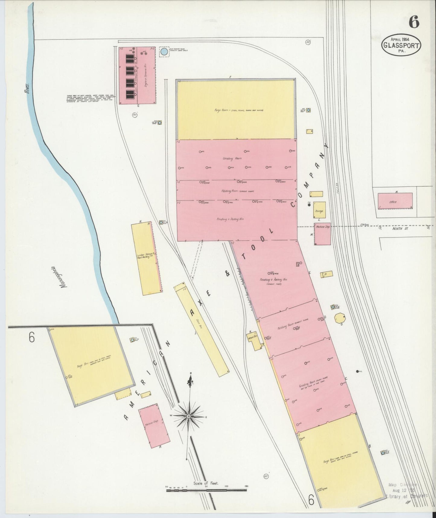 Sanborn Fire Insurance Map from Glassport, Allegheny County, Pennsylvania (1904), Sheet #0006 - Historic Sanborn Fire Insurance Map Print, vintage old map wall art, antique decor, genealogy gift, Pennsylvania Pennsylvania map