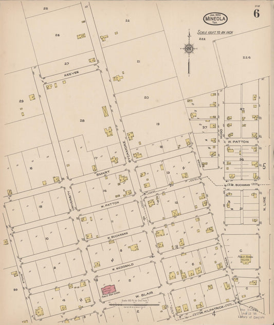 Sanborn Fire Insurance Map from Mineola, Wood County, Texas (1922), Sheet #0006 - Historic Sanborn Fire Insurance Map Print, vintage old map wall art, antique decor, genealogy gift, Texas Texas map