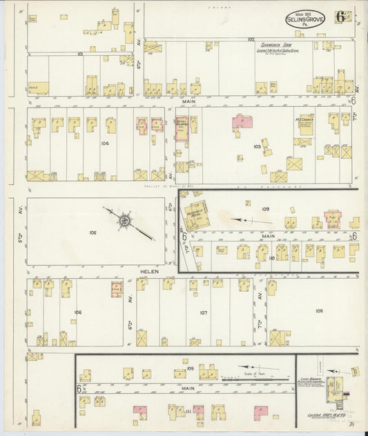 Sanborn Fire Insurance Map from Selins Grove, Snyder County, Pennsylvania (1913), Sheet #0006 - Historic Sanborn Fire Insurance Map Print, vintage old map wall art, antique decor, genealogy gift, Pennsylvania Pennsylvania map