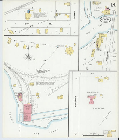 Sanborn Fire Insurance Map from Alpena, Alpena County, Michigan (1901), Sheet #0014 - Complete Map Set gallery image, historic Sanborn map, vintage wall art, Michigan Michigan