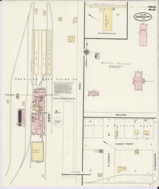 Sanborn Fire Insurance Map from Grand Island, Hall County, Nebraska (1909), Sheet #0022 - Historic Sanborn Fire Insurance Map Print, vintage old map wall art, antique decor, genealogy gift, Nebraska Nebraska map